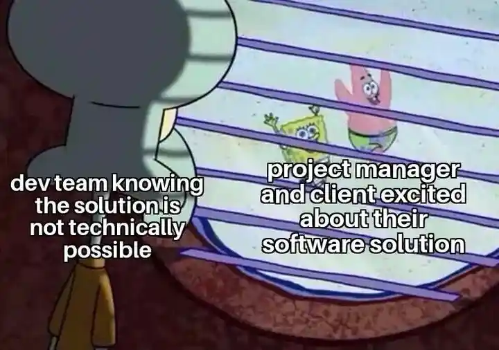 Squidward window meme hiding unworkable solution