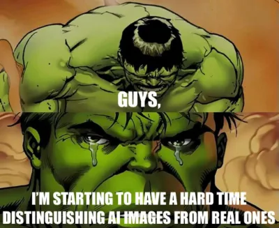 Hulk meme confused over AI vs real images