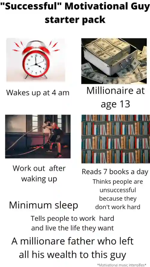Successful motivational guy starter pack meme reveals inherited wealth