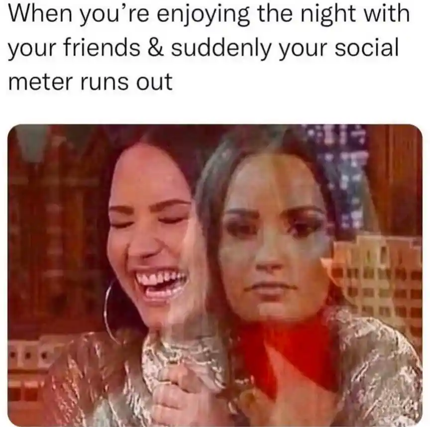 Social battery meme drained with friends