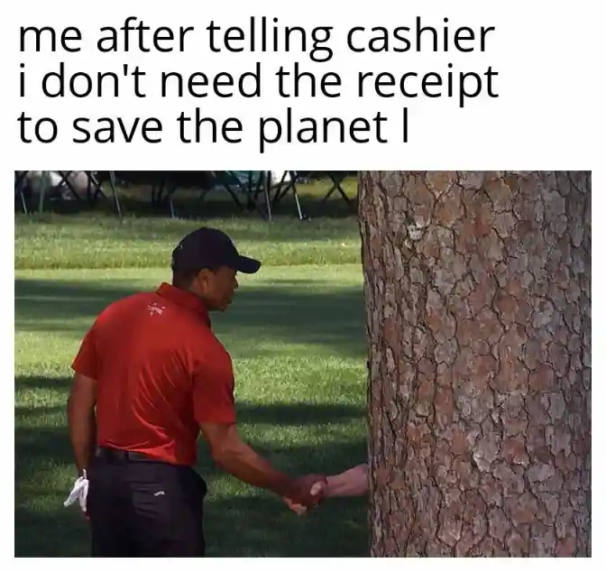 No receipt save planet meme, shake hand with tree