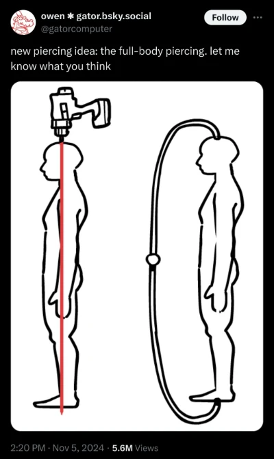 Full-body piercing meme silly absurd joke
