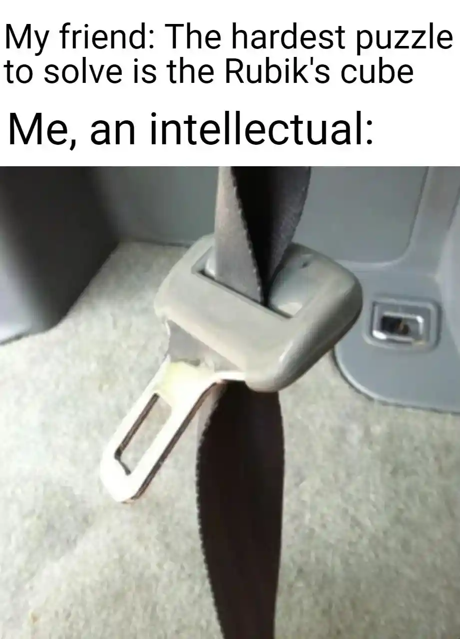 Seatbelt puzzle meme harder than rubiks cube