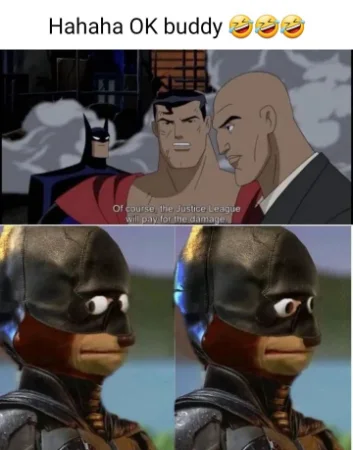 Justice League damage meme Batman dodges bill
