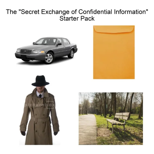 Secret info exchange starter pack meme spy car