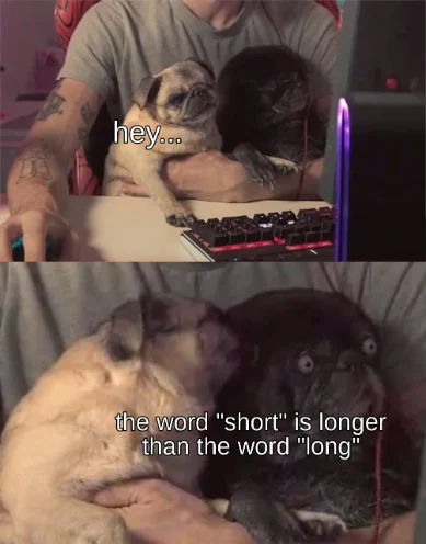 Two pugs word fact meme shocked by silly fact