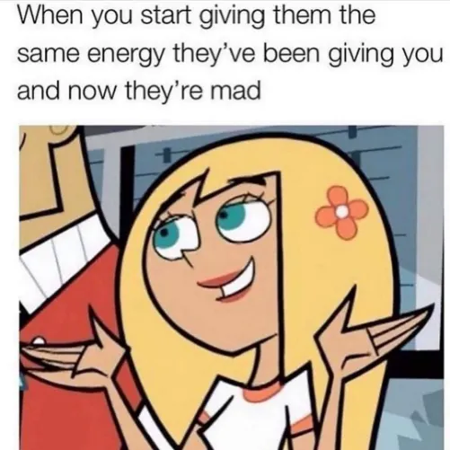 Mirror energy meme shrugging as they get mad