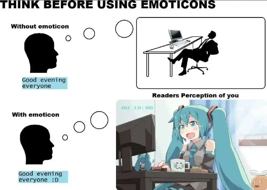 Emoticon meme shaping reader perception