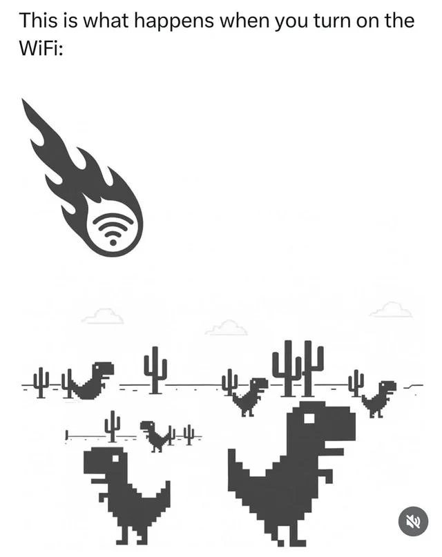 Chrome dino wifi meteor meme hits all t rex