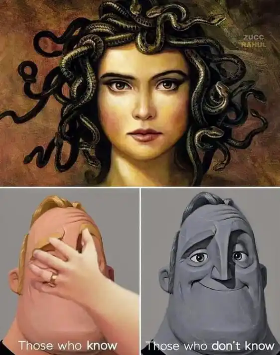 Medusa stone meme, know vs don't know