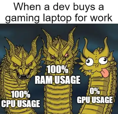 Three-headed dragon meme dev idle GPU