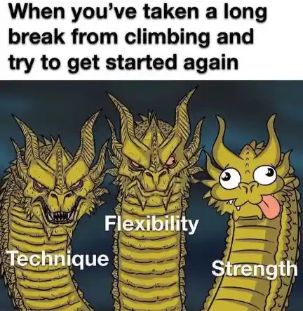 Three-headed dragon meme climbing fail