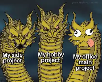 Three-headed dragon meme slacks at work