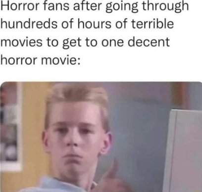 Thumbs up kid meme approving good horror film