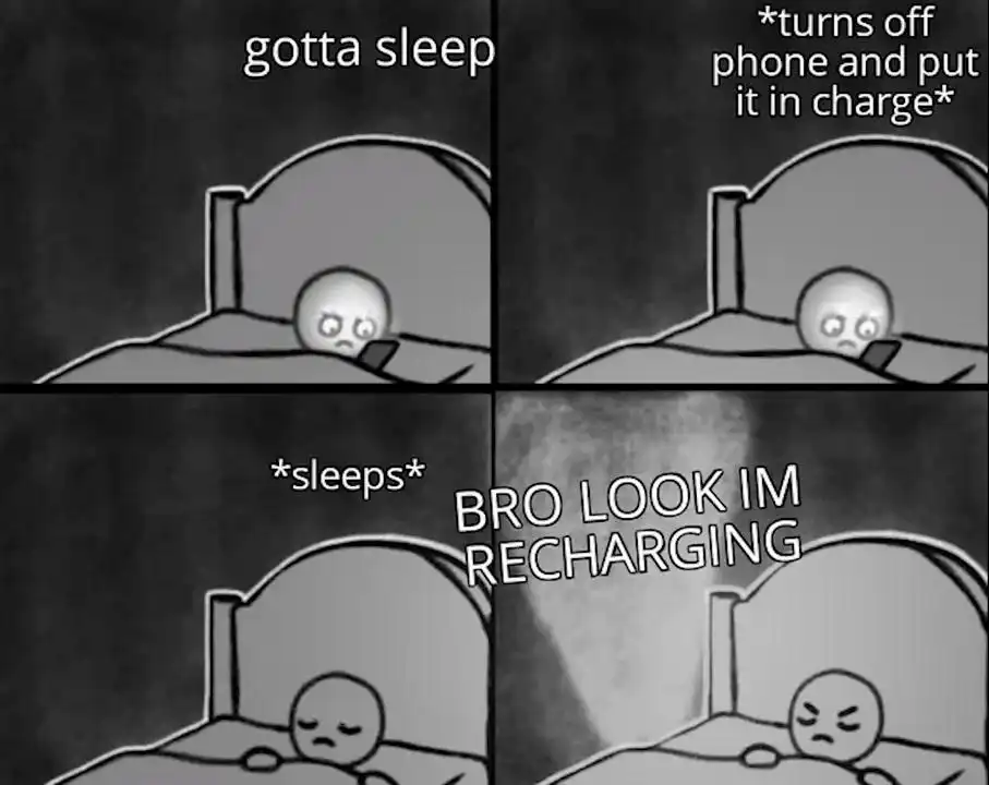 Bedtime phone recharging meme funny relatable