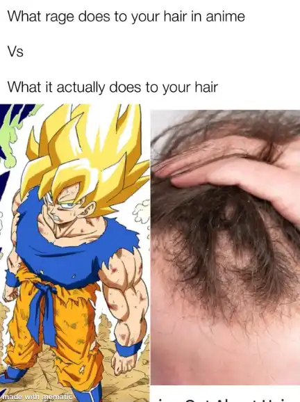 Anime rage hair meme vs real hair loss