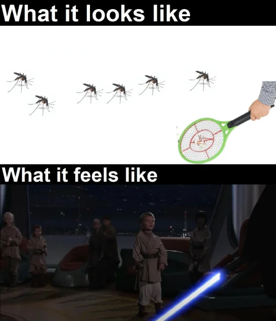 Mosquito swatting meme feels like killing Jedi younglings