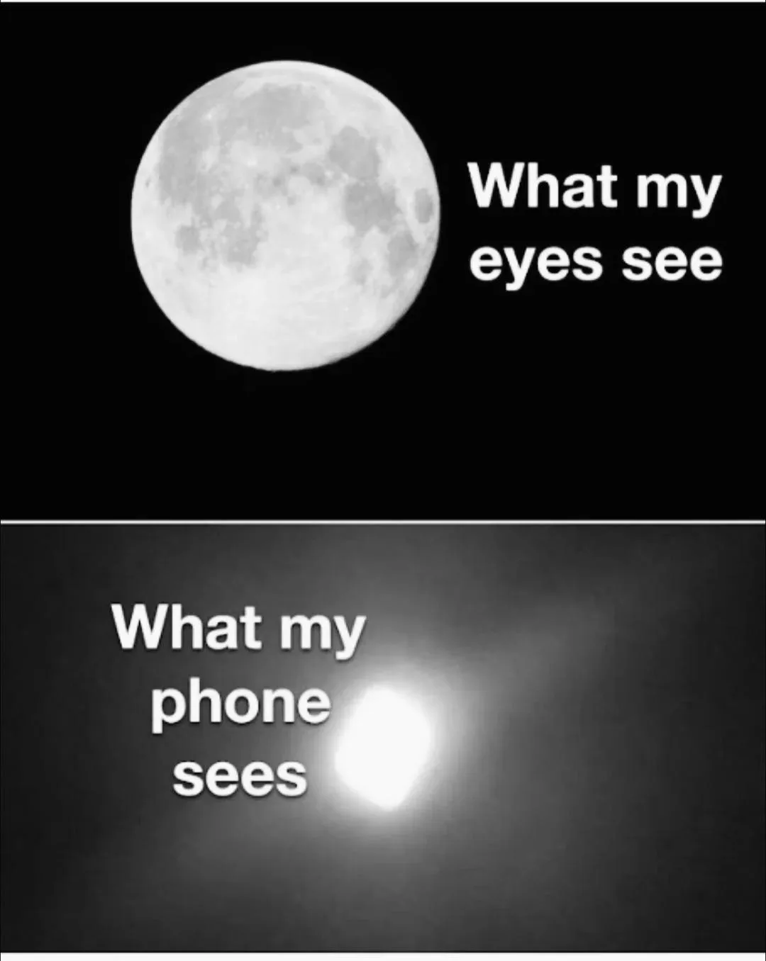 Moon photo meme shows eye vs phone view