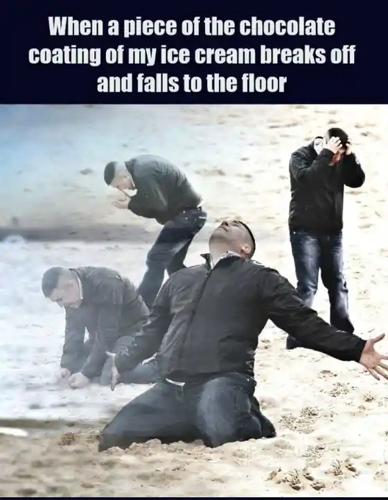 Ice cream chocolate coating meme upset
