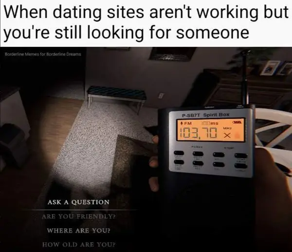 Dating sites fail spirit box meme looking for someone