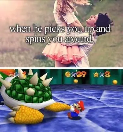 Mario spins Bowser around meme