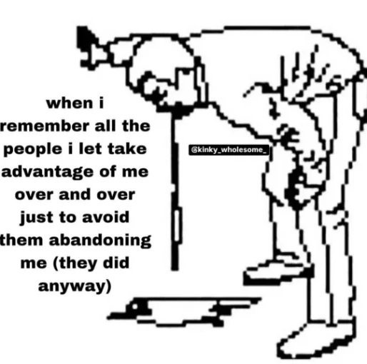 Letting others take advantage of me meme pixel man looking down