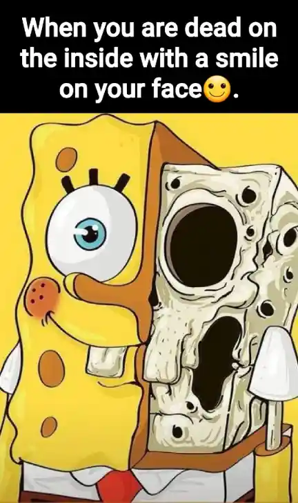 Spongebob Skull meme dead inside smiling