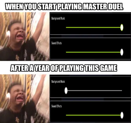 Master Duel meme muting BGM after 1 year play