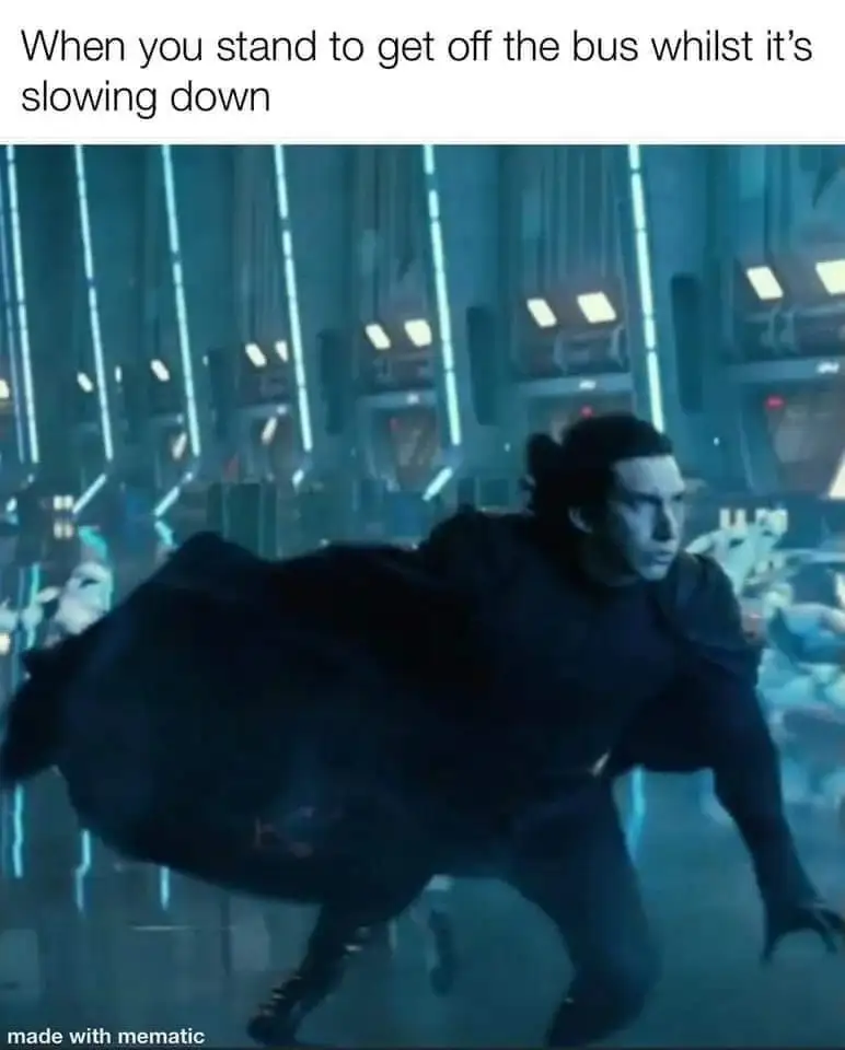 Kylo ren slowing bus meme lean to stay steady