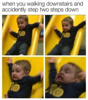 Step two stairs down meme panicking mid fall