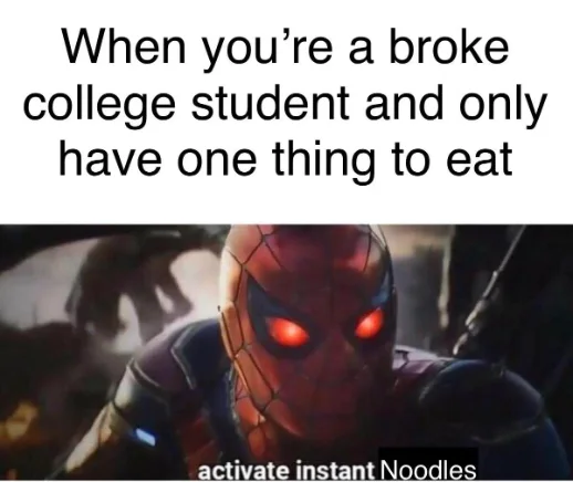 Spider-Man meme activate instant noodles