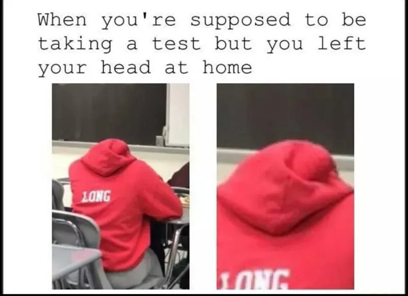 Left head at home test meme hood covers head