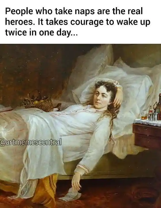 Nap taking people meme tired waking up twice a day