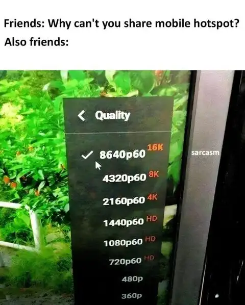 Friends hotspot meme streaming 16K videos