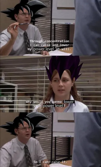 The Office Dragon Ball meme funny power logic