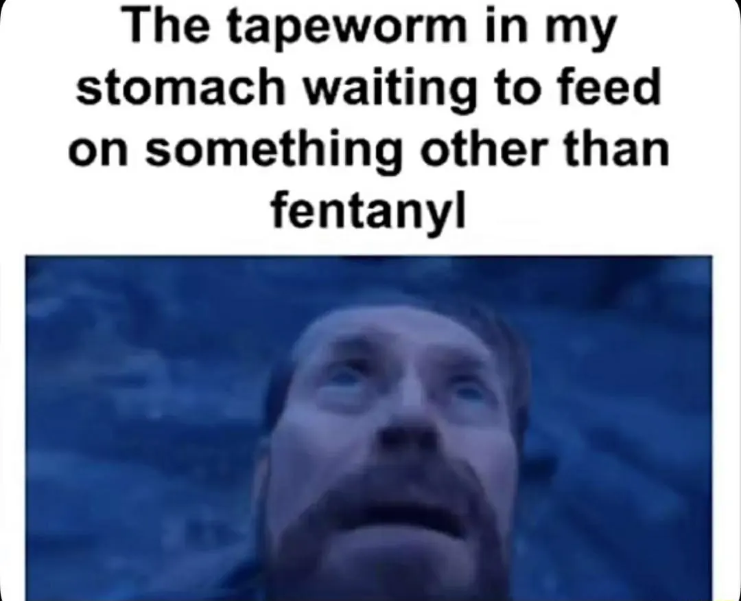 Willem dafoe looking up meme waiting to feed on non fentanyl