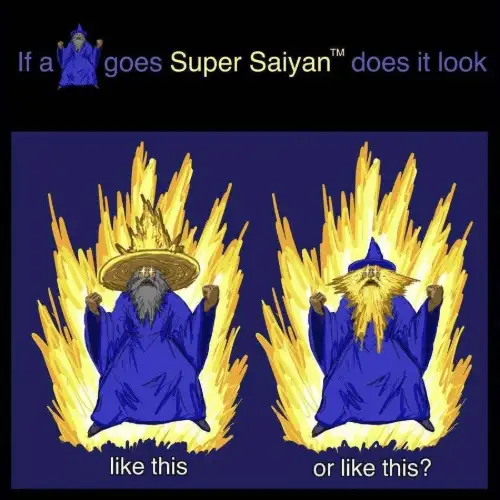 Wizard super saiyan meme two different forms