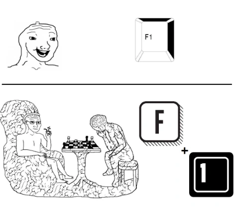F1 keyboard meme overthinking pressing F + 1
