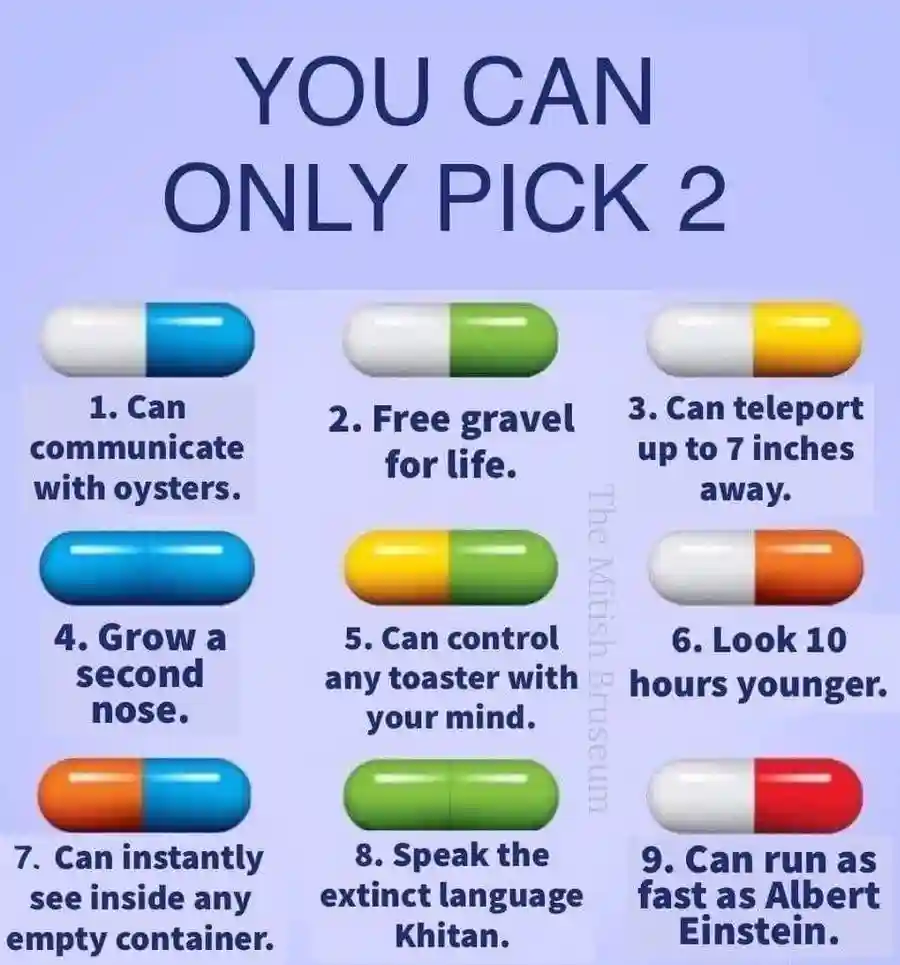 Pick two power pills meme choose two perks