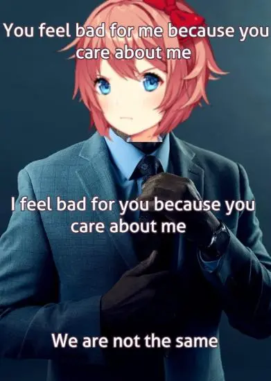 Ddlc Sayori meme saying we are not the same