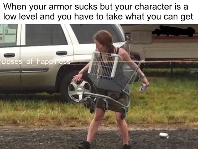 Low Level RPG meme using cart as bad armor