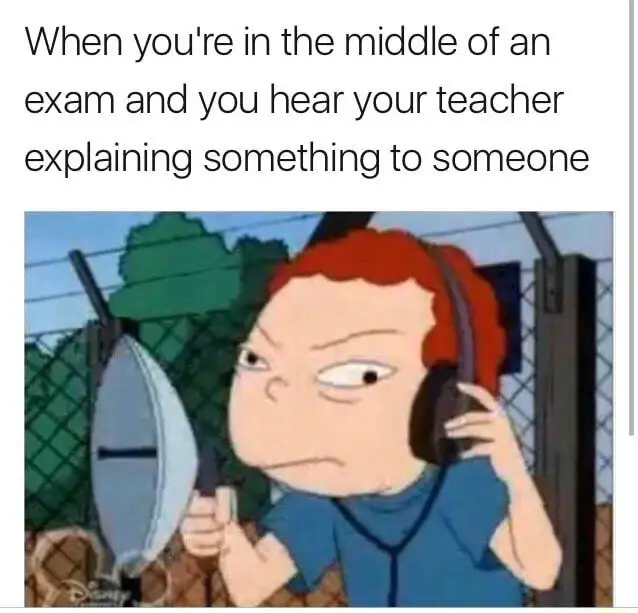 Exam student meme trying to get test answers