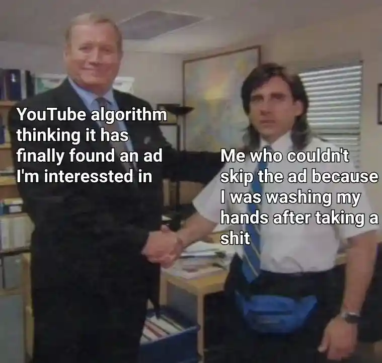 YouTube ad algorithm meme, forced to watch full ad