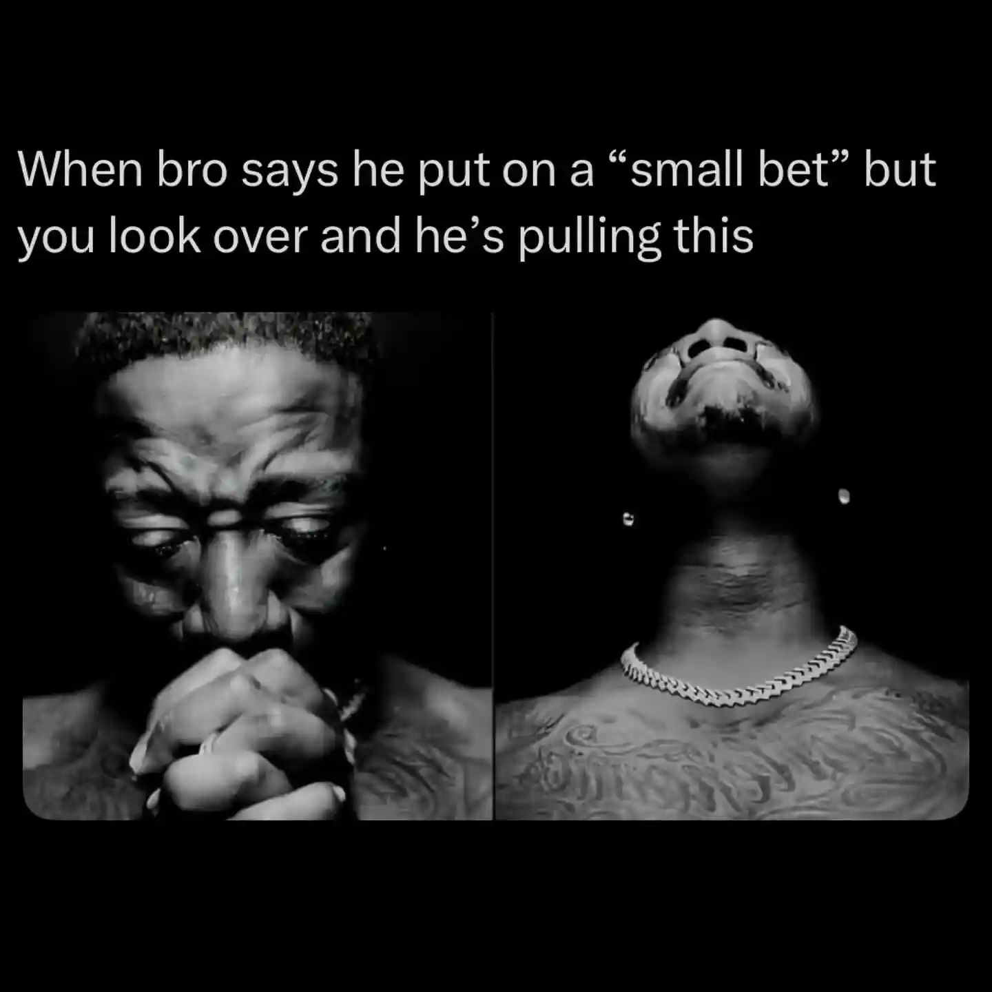 Yung joc crying meme praying for small bet win