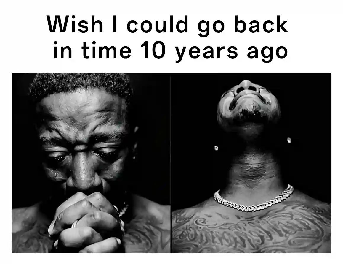 Yung joc crying meme wishing to go back 10 years ago