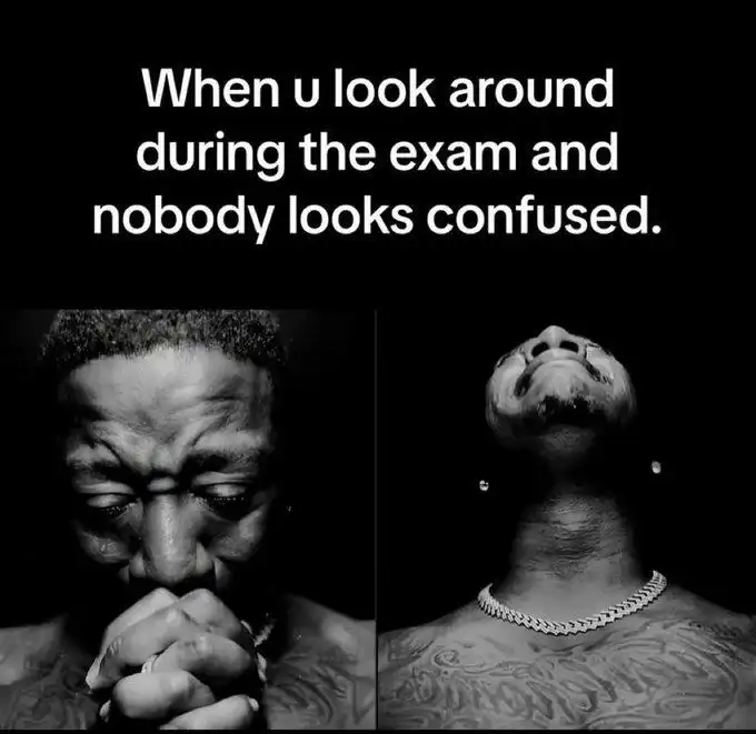Yung joc crying meme panicking in exam seeing no one confused